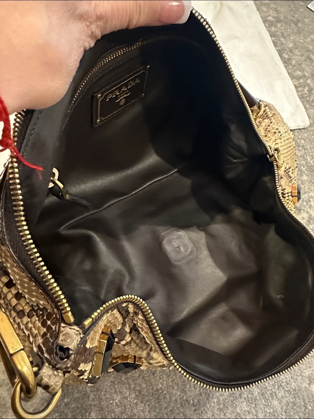 PRADA PITONE PIETRE JEWELED SNAKESKIN BAG - Picture 8 of 15